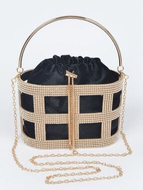 Rhinestone Frame Clutch W/metal Handle